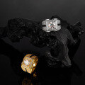 wholesale Gold-plated stylish and elegant 2-carat square full-diamond men's ring, internet-famous cluster-set dazzling starry trendy ring for men-0-3