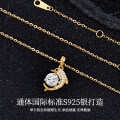 Sterling Silver New Korean Style Exquisite Cute Dolphin Moissanite Necklace-0-0