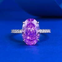 wholesale S925 Sterling Silver High Carbon Diamond Purple Diamond 8*12mm Oval Radiant Ring for Men and Women Cross-Border-R1149 Purple Diamond Ring Size 5