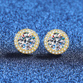 925 Sterling Silver 123 Carat Moissanite Classic Round Prong-Set Earrings-0-0