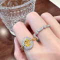 wholesale S925 sterling silver gold-plated high-carbon diamond 5*7mm prosperity yellow diamond ice-cut ring style-0-2