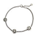 wholesale S925 Sterling Silver ST171 Korean Version Student Personalized Smile Silver Jewelry INS Vintage-style Distressed Round Pendant Smiley Face Bracelet for Women-0-4