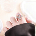 Metal Micro-Pave Moissanite Four-Leaf Clover Twist Band Ring-0-0