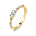 18K Gold Plated S925 Silver Moissanite Rectangle Heart Ring-0-3