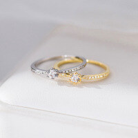 wholesale S925 Sterling Silver Fresh and Sweet Ins Style Niche Design Exquisite Diamond-Claw Setting Ring R02504-S925 Silver Ring Silver US 8