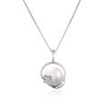 wholesale 925 Sterling Silver Freshwater Pearl Necklace for Women, Luxe and Sophisticated Collarbone Chain with Minimalist and Versatile Crescent Moon Pendant-0-4