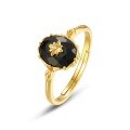 wholesale S925 Sterling Silver New Korean Style Fashion Popular Black Agate Ring Retro Pattern-0-5