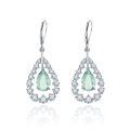 wholesale Sterling Silver S925 Natural Green Amethyst Ear Studs Earrings, Designer Light Luxury Gemstone Inlaid Natural Colored Gem Earrings-0-4