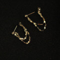 wholesale 14K Solid Gold New Kiss Chain Word Chain Long and Short Fringe Double Layer Earrings for Women-0-1