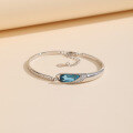 wholesale 925 Sterling Silver Artificial Blue Crystal Bracelet for Women, Small and Exquisite Couple Silver Bracelet Hand Jewelry Birthday Gift for Girlfriend-0-3