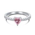 wholesale S925 Sterling Silver Women's European and American Light Luxury Minimalist Heart Carat Simulated Diamond Ring Jewelry Birthday Valentine's Day Wholesale-0-4