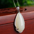 wholesale 925 Silver Pure Silver Waterdrop Hetian Jade Pendant with Certificate, Minimalist New Chinese Style-0-3