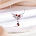 wholesale S925 Sterling Silver European and American Fashion Colored Gemstone Pendant Collarbone Necklace with Design Sense, Colored Zircon Necklace for Women, Light Luxury High-End Feel-0-2