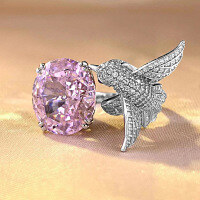 wholesale S925 Silver New 12*14 Imported High-Carbon Diamond Powder Diamond Ring for Women,-R636 Pink Diamond No. 6