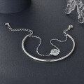 Sterling Silver Moissanite Stackable Bracelet Bangle, Minimalist Openable Cuff-0-0