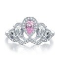 wholesale S925 Silver New Crown Pink Princess Style 4*6 Pink Diamond Unique Design Fashion Ring-0-5