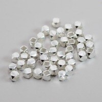 wholesale 925 Sterling Silver Crushed Silver in Grams Scattered Beads Diamond-Shaped Square Spacer Beads Ornament Crystal Bracelet String DIY Braiding Material-2.5mm single bead (5000186)  Plain silver
