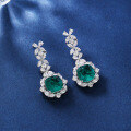 wholesale S925 sterling silver new emerald ice-cut gemstone earrings for women wholesale factory-0-0