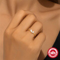 wholesale S925 Sterling Silver Exquisite Pearl Four-Leaf Flower Ring with Love and Diamond Inlay-0-1