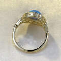 wholesale S925 Silver Gold-Plated Opal Blue Ring for Women with 8*10mm Oval Australian Opal, Cross-Border-0-2