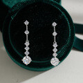 925 Sterling Silver Hip Hop American Style Unisex Moissanite D Color Round Hoop Earrings-0-0