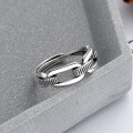 wholesale S925 Sterling Silver Retro Trendy Chain-Link Interlocking Fashion Adjustable Ring for Men and Women-0-1