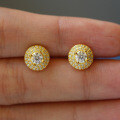 S925 Sterling Silver Moissanite Round Double-Layer Hip Hop Earrings-0-2