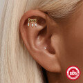 wholesale S925 Sterling Silver Marquise Heart Diamond-Cut Cylindrical Threaded Ear Cuff-0-2