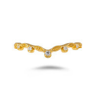 wholesale 14K gold-plated sterling silver versatile and delicate V-shaped zirconia dotted ring for stacking, Jewelry 24 new collection-V-shaped polka dot thin ring  No. 7 (Mido)