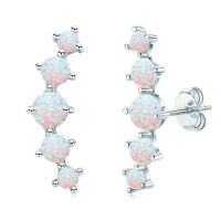 S925 Silver White Opal Earrings, Arched Design, Wholesale, Cross-border Live Sales.-Style A [Clearance Sale with Free Shipping]  925 Silver