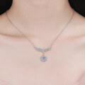 wholesale PT950 Platinum Plated S925 Silver Sunflower Pendant Necklace with Moissanite Simulated Diamond for Women-0-3