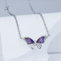 wholesale S925 Sterling Silver Original Design Butterfly Pendant Necklace for Women, Versatile Resin Color Necklace Set, Choker Collarbone Chain Direct from Manufacturer-0-1