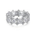 wholesale S925 Sterling Silver Light Luxury Women's Square Zirconia Row Diamond Design High-End Exquisite Step-Cut Stone Closed Ring-0-5