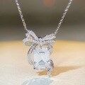 wholesale S925 Sterling Silver Bow Necklace for Women with 10-Carat High Carbon Diamond Zircon Pendant-0-3
