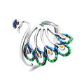 wholesale S925 Sterling Silver Court Style Phoenix Peacock Ring, Like a Fish in Water, Lucky Classical Ethnic Style Index Finger Ring-0-6