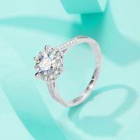 wholesale S925 Sterling Silver Moissanite Six-Prong Ring for Women, Minimalist and Stylish Petite Design, Exquisite Light Luxury Korean Style Closed Setting-50-point (zircon) ring US size 9