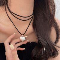 wholesale S925 Sterling Silver Love Pendant Sweater Necklace for Women, Korean Spring and Summer New Advanced Braided Rope Heart-shaped Long Necklace-Sterling silver (120cm long, multiple wearing methods)