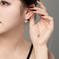 wholesale S925 Silver Cross-Border New Hot-Selling Pink Heart-Shaped Zircon Small Luxury High-End Sense Jewelry Necklace and Earrings-0-1