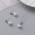 wholesale S925 Sterling Silver Small and Fresh Synthetic Pearl Earrings Fashionable High-end Sense Inlaid Diamond V-shaped Shell Pearl Set Y01514-0-4