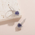 wholesale S925 Sterling Silver Light Luxury High-End Cultivated Sapphire Heart-Shaped Earrings Ear Clasps, New Fashion Versatile Earrings-0-2
