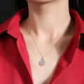 wholesale S925 sterling silver moissanite pendant women's Korean-style beating heart necklace, collarbone chain, fashionable and versatile silver jewelry-0-1