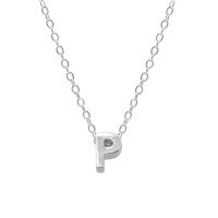 wholesale Metal 925 Silver Plain 26 Letters Pendant Necklace, Ins Luxury Hot-selling Choker-White Gold-P&gt;925 Silver