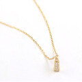 wholesale S925 gold-plated silver winter limited T-square white zircon simple OL women's necklace, lightweight luxury temperament collar necklace-0-1