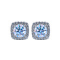 wholesale S925 Sterling Silver Micro-Paved Moissanite Stud Earrings, 1 Carat Square Classic Four-Prong-0-4