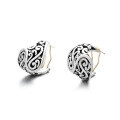 wholesale S925 Sterling Silver Retro Antique Matte Ethnic Chinese Style Hollow Exquisite Floral Earrings-0-4