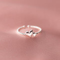 wholesale S925 silver Korean version minimalist double heart twist ring heart-shaped fresh index finger ring R00388-0-2