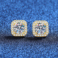 S925 Sterling Silver Moissanite Earrings, 1ct Luxury Square Prong Setting-0-0