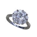 wholesale S925 silver 6mm round diamond zirconia halo engagement wedding ring for women, trending on Xiaohongshu-0-4