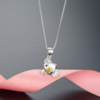 wholesale [925 Sterling Silver] Adorable Koala Bear Minimalist Pendant Necklace for Women, Cross-Border New European and American Accessory Supplier Source-White gold single pendant - without chain 925 silver