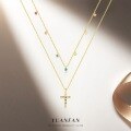 wholesale S925 Sterling Silver Dopamine Color Zircon Cross Necklace for Women,-0-0